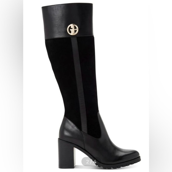 Giani Bernini | GB Kaidyn Black Genuine Leather & Suede Knee High Boots NWOB 7.5 - Picture 12 of 12